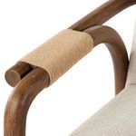 Detailed view of cotton rope wrapping on oak armrest of Rosie Light Wash Drift Oak Desk Chair