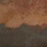 Close-up of painting canvas texture with earthy muted tones and visible paint strokes