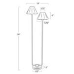 Line drawing with dimensions of Polly Natural Brass Floor Lamp showing shade and base sizes
