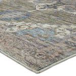 Close-up corner view showing woven texture and detailed edge stitching of the rug