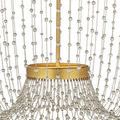 Mademoiselle Chandelier front view with clear glass beads and warm gold metal finish isolated on white