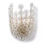Charlotte Sconce with translucent cast glass flowers on a natural brass frame, light and airy with feminine sophistication