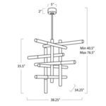 Line drawing with dimensional measurements of Cass Chandelier showing height and width