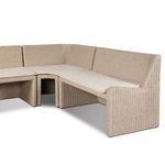 Banquette angled with cushion included, showing natural beige tone and curved corner