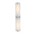 Bowland Bath Wall Sconce front view with center mounting band and illuminated frosted glass