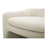 Close-up of Kenzie Accent Chair armrest stitching and fabric texture in natural beige