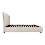 Side profile of Luzon bed showing padded headboard upright and slatted bed base