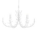 Twiggy Oval Chandelier lit on a white background, showing six white candle lights and twig details