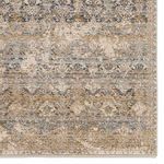 Detailed cropped section highlighting intricate floral and trellis pattern with blue and cream hues
