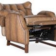 Recliner fully extended showing metal reclining mechanism and footrest