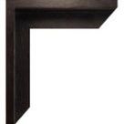 Close-up of dark wooden frame corner with smooth texture and angled profile