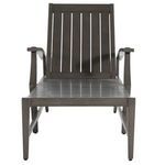 Angled side view of chaise with white cushion, showing raised backrest and flat armrest