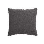 square Murphy Pillow with plush bouclé texture in dark gray, cozy with curly knots and loops