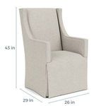 Royal Tuxedo Arms Upholstered Arm Chair in beige fabric with angled track arms and full skirt covering base