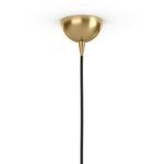 Brass ceiling canopy with black braided cord descending from its center