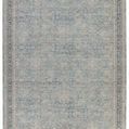 Brinson Traditional Oriental rug in blue and taupe with intricate ornate traditional pattern, 7'10" x 9'10" size.