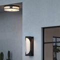 Swale Outdoor Flush Mount ceiling fixture illuminated with smooth light glow on diffuser