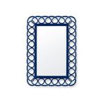 Rectangular Loop Mirror with marine blue lacquered resin frame featuring interconnected loops and a smooth inner border