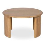 Round coffee table with solid oak wood and fluted curved legs in a natural finish