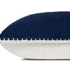 Side view showing navy pillow top and white bottom with visible stitching