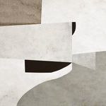 Close-up detail of layered neutral shapes and textures in mixed media landscape painting