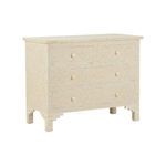 Four drawer Milford Chest with natural and white bone fish scale pattern and stepped legs