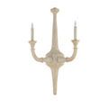 Front-facing Aleister Wall Sconce with visible distressed finish and both lights glowing