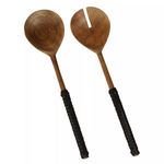 Product Image 3 for Burke Salad Servers, Wood & Black Leather  from Homart