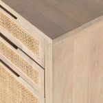 Close-up of top surface wood grain texture with subtle natural marks and knots