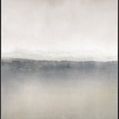 abstract landscape painting with soft gradients from light beige to dark gray resembling misty horizon