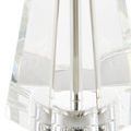 Close-up showing crystal clarity and polished brass stem inside Duveen Table Lamp base