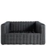 Frame front view without cushions showing evenly spaced woven dark texture
