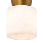 Bottom view highlighting the smooth underside of alabaster cylindrical shade on bronze fixture