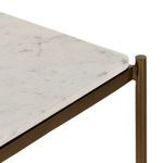 Minimalist three-tier nightstand with white marble shelves and vintage bronze iron columns