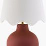 Stella Dimiuta dark red ceramic accent table lamp with round body and white scalloped fabric shade