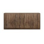 Close-up of Perrin Sideboard base corner illustrating wood finish and grain