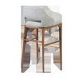 Rear side angle of Inga Stool showing back cutout detail and wood frame legs