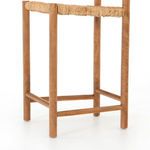 Close-up of woven banana leaf seat and lower wooden stretcher bars