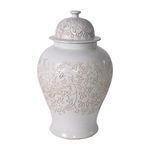 Product Image 1 for Matte White Carved Floral Temple Jar from Legend of Asia