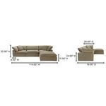 Terra sectional product dimensions showing height, width, and depth in inches