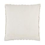 Back view showing smooth solid ivory fabric with zipper on Kaz pillow