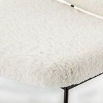 Modern living room interior featuring two Caleb Small Ivory Angora Accent Chairs with fireplace and large windows