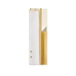 Side view of Lucio Wall Sconce highlighting alabaster stone veins and aged brass mounting plate