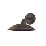 Otis Exterior Wall Sconce in textured bronze with a wide dome shade and a circular backplate