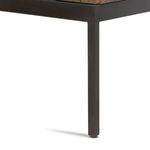 Black gunmetal square metal leg with matte finish supporting the cabinet