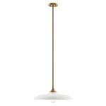 Hadley 1-light pendant with ribbed opal glass shade and warm brass finish, suspended by adjustable rod