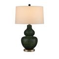 Kinnaird lamp viewed at a slight angle, showing more of the metal base and curved ceramic body