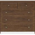 Driftwood chest front view showing symmetrical drawer alignment and metal knobs