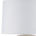 Front view of Mimi Ivory Table Lamp with balancing drum shade in soft natural light