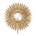 Front centered view showing the rounded frame and candle-style amber light bulbs of Plumage Wall Sconce